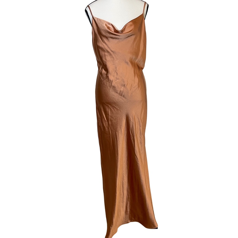 2Bella Womens Silky Satin Slip Dress Large Cowl‎ Neck Sleeveless Maxi Chic Sexy